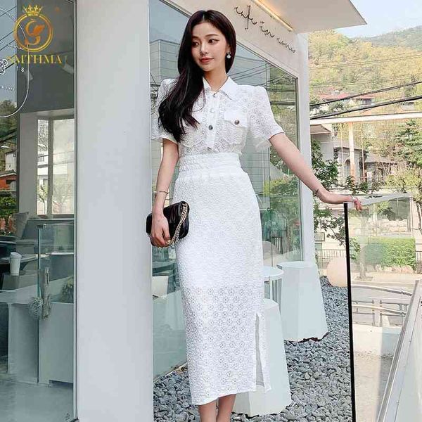 two pieces set women summer short sleeve white single-breasted blouses +elastic waist split korean chic office skirt suit 210520
two pieces set women summer short sleeve white single-breasted blouses +elastic waist split korean chic office skirt suit 210520