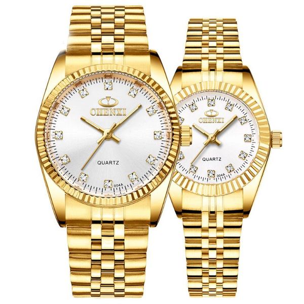

wristwatches women's watch waterproof stainless business gold men's quartz wrist relogio masculino couple gift, Slivery;brown
