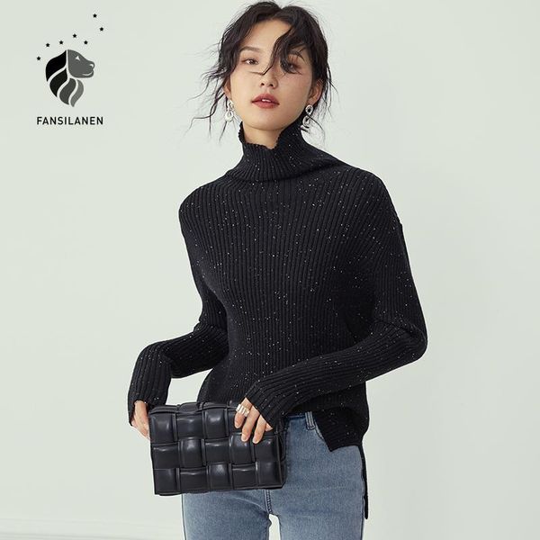 women's sweaters fansilanen polka dot turtleneck black pullover women long sleeve oversized vintage knitted sweater female split casual, White;black
women's sweaters fansilanen polka dot turtleneck black pullover women long sleeve oversized vintage knitted sweater female split casual, White;black