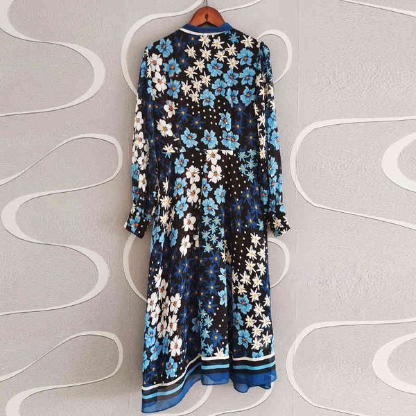 dress seqinyy chiffon spring fashion design female casual blue flowers dot print black midi, Black;gray
dress seqinyy chiffon spring fashion design female casual blue flowers dot print black midi, Black;gray