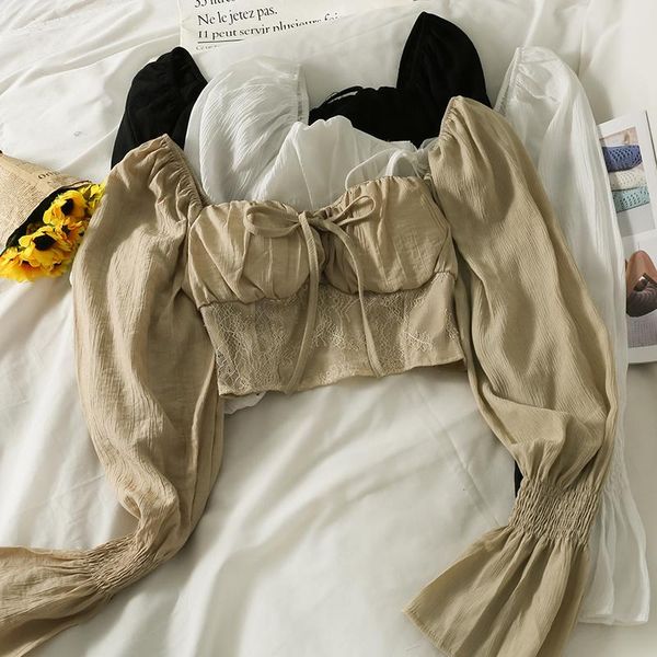 women's blouses & shirts french chic butterfly blouse woman off shoulder chiffon blusas women long sleeve drawstring crop trend, White
women's blouses & shirts french chic butterfly blouse woman off shoulder chiffon blusas women long sleeve drawstring crop trend, White