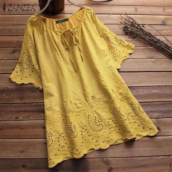 women's blouses & shirts embroidery blouse 2021 zanzea elegant causal hollow floral blusas female half sleeve tunic summer chemise, White
women's blouses & shirts embroidery blouse 2021 zanzea elegant causal hollow floral blusas female half sleeve tunic summer chemise, White