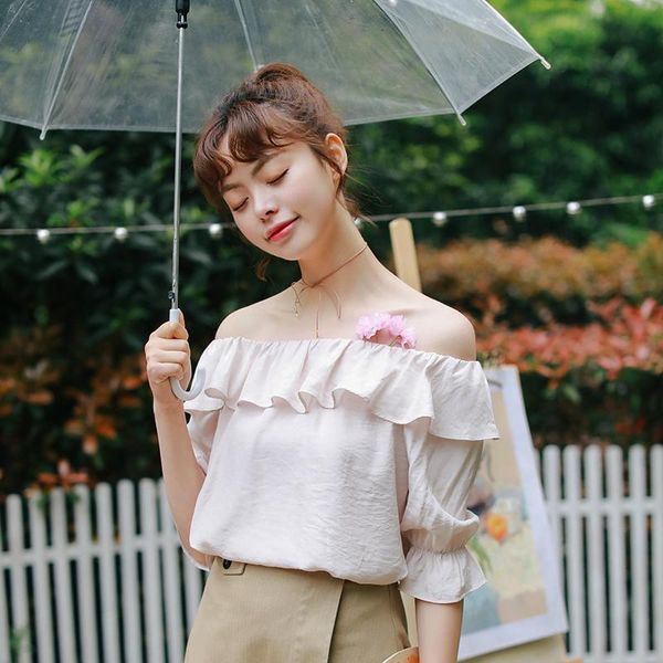 women's blouses & shirts korean style bow slash neck ruffens half-sleeve shirt for women flare sleeve chiffon blouse ladies summer aq3i, White
women's blouses & shirts korean style bow slash neck ruffens half-sleeve shirt for women flare sleeve chiffon blouse ladies summer aq3i, White
