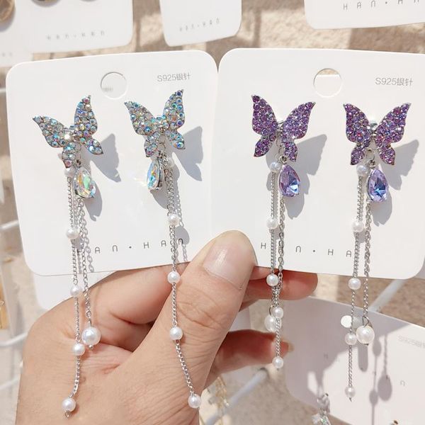 dangle & chandelier high-quality crystal purple/dazzling white butterfly sparkling long earrings exaggerated two, Silver
dangle & chandelier high-quality crystal purple/dazzling white butterfly sparkling long earrings exaggerated two, Silver