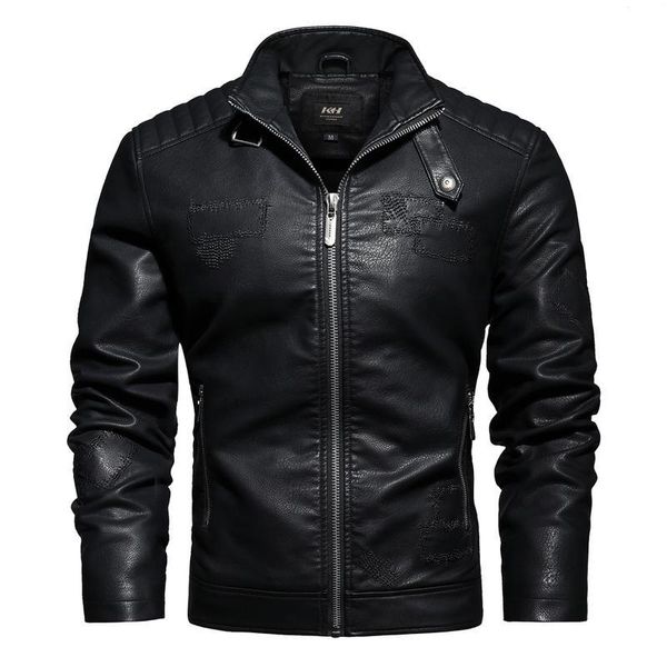 men's fur & faux men leather motorcycle jacket plus velvet stand collar solid color long sleeve jackets, Black
men's fur & faux men leather motorcycle jacket plus velvet stand collar solid color long sleeve jackets, Black