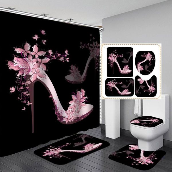 red high heels print shower curtain toilet mat floor 4 piece set thick polyester bathroom curtains
red high heels print shower curtain toilet mat floor 4 piece set thick polyester bathroom curtains