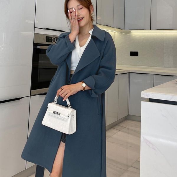 women's wool & blends 2021 temperament 100% autumn and qinter long-sleeved v-neck belt coat casual beautiful woolen women, Black
women's wool & blends 2021 temperament 100% autumn and qinter long-sleeved v-neck belt coat casual beautiful woolen women, Black
