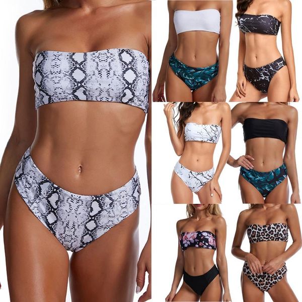 women's swimwear 2021 swimsuit bra printed bikini high waist soft pack two piece split set, White;black
women's swimwear 2021 swimsuit bra printed bikini high waist soft pack two piece split set, White;black