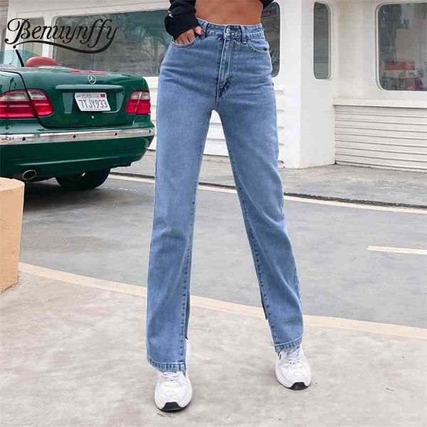 button fly side split straight jeans women spring and autumn wash long denim pants casual ladies high waist 210510, Blue
button fly side split straight jeans women spring and autumn wash long denim pants casual ladies high waist 210510, Blue