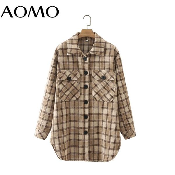 women's jackets aomo 2021 autumn women khaki plaid thick woolen coats jacket loose long sleeves pocket female outwear 2m115a, Black;brown
women's jackets aomo 2021 autumn women khaki plaid thick woolen coats jacket loose long sleeves pocket female outwear 2m115a, Black;brown