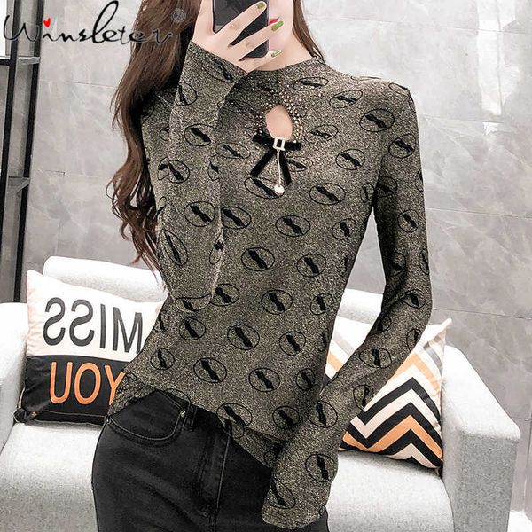 women's t-shirt autumn winter diamonds hollow out t-shirt turtleneck women fashion casual simple shiny tshirt long sleeve fem, White
women's t-shirt autumn winter diamonds hollow out t-shirt turtleneck women fashion casual simple shiny tshirt long sleeve fem, White