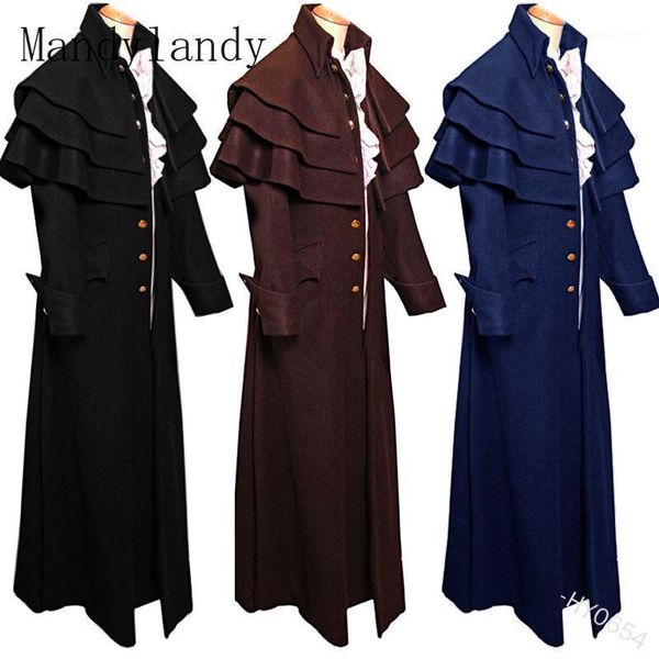 mandylandy jackets men trench breasted side seam sidekick loose coat overcoat multi-layer collar punk without belt men's coats, Tan;black
mandylandy jackets men trench breasted side seam sidekick loose coat overcoat multi-layer collar punk without belt men's coats, Tan;black