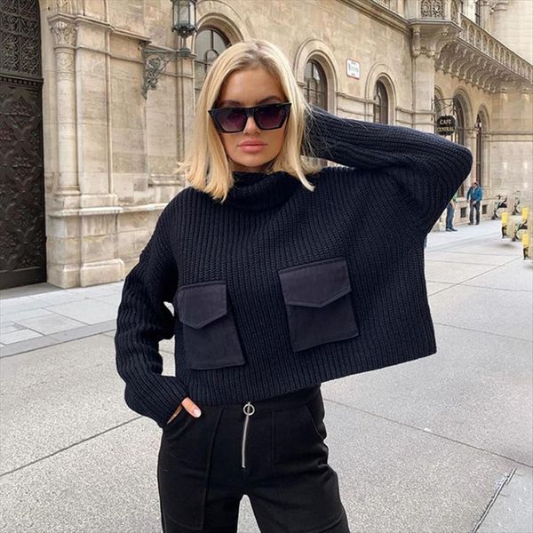 winter turtleneck women fashion pockets womens sweater casual ladies batwing pullovers, White;black
winter turtleneck women fashion pockets womens sweater casual ladies batwing pullovers, White;black