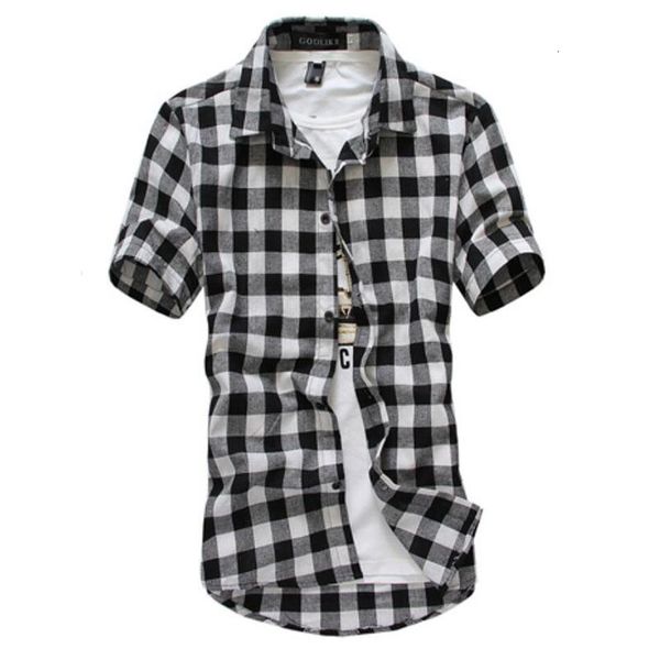 men's dress shirts fashion plaid casual short sleeve high collar chemise homme vintage clothing o4rp, White;black
men's dress shirts fashion plaid casual short sleeve high collar chemise homme vintage clothing o4rp, White;black