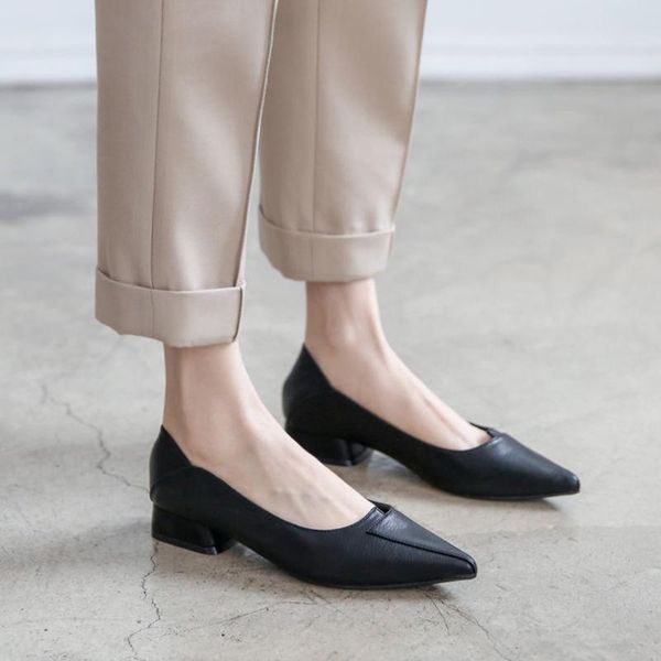dress shoes slhjc autumn leather heels low heel pointed toe slip on fold women office work pumps, Black
dress shoes slhjc autumn leather heels low heel pointed toe slip on fold women office work pumps, Black