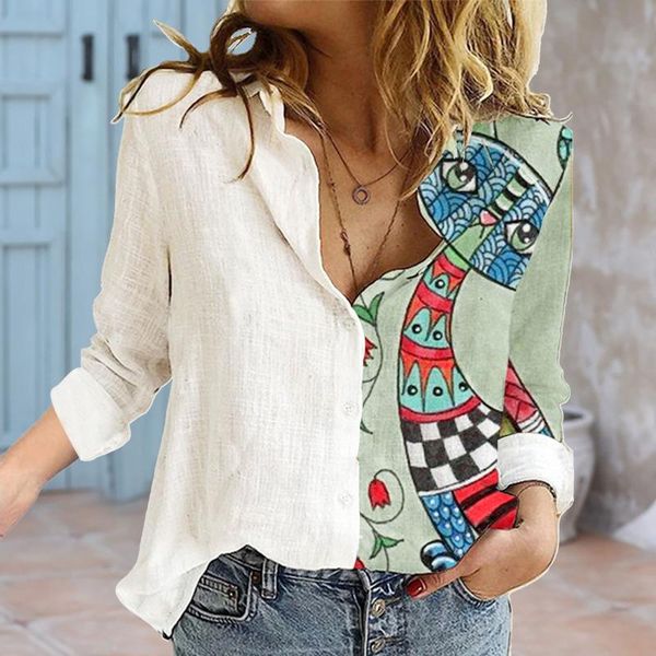 women's blouses & shirts ladies buttons long sleeve blouse cartoons print o-neck retro plus size womens casual loose vintage office, White
women's blouses & shirts ladies buttons long sleeve blouse cartoons print o-neck retro plus size womens casual loose vintage office, White
