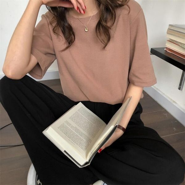 summer short sleeve t-shirt women tees loose solid basic t shirt casual o-neck hipster tshirt kawaii clothes 210507, White
summer short sleeve t-shirt women tees loose solid basic t shirt casual o-neck hipster tshirt kawaii clothes 210507, White