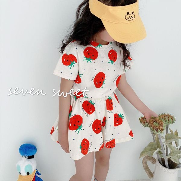 korean style summer cute cartoon tomato printing clothes sets for girls cotton short sleeve t shirt loose shorts 2pcs, White
korean style summer cute cartoon tomato printing clothes sets for girls cotton short sleeve t shirt loose shorts 2pcs, White