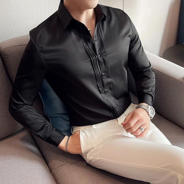 men's casual shirts autumn patchwork luxury men dress man long sleeved slim club prom social shirt homme, White;black
men's casual shirts autumn patchwork luxury men dress man long sleeved slim club prom social shirt homme, White;black