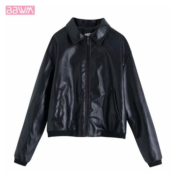 vintage long sleeve faux leather lapel women's jacket coat simplicity fashion locomotive windproof zipper chic female jackets, Black;brown
vintage long sleeve faux leather lapel women's jacket coat simplicity fashion locomotive windproof zipper chic female jackets, Black;brown