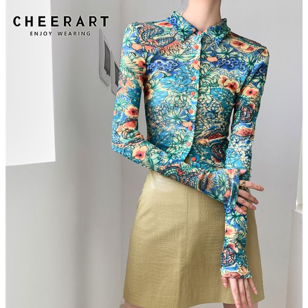 dragon print green mesh long sleeve blouse button up collar see through shirt designer fashion women 210427, White
dragon print green mesh long sleeve blouse button up collar see through shirt designer fashion women 210427, White