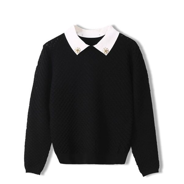 women's sweaters femmes fashion lapel long-sleeved knitted ladies korean sweet pullover sweater autumn women winter clothes, White;black
women's sweaters femmes fashion lapel long-sleeved knitted ladies korean sweet pullover sweater autumn women winter clothes, White;black