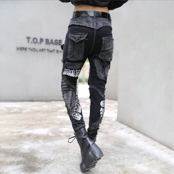 #3019 skinny black slim zipper pockets for women streetwear jeans woman letter low waist denim pant girl, Blue
#3019 skinny black slim zipper pockets for women streetwear jeans woman letter low waist denim pant girl, Blue