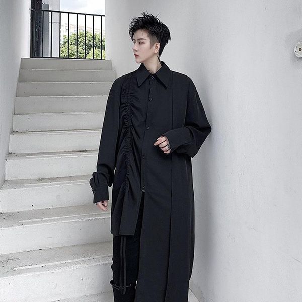male women harajuku streetwear dress shirt men asymmetry design drawstring casual long sleeve stage clothing men's shirts, White;black
male women harajuku streetwear dress shirt men asymmetry design drawstring casual long sleeve stage clothing men's shirts, White;black