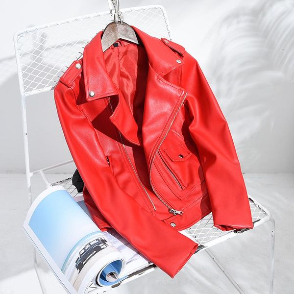women's leather & faux trendy spring autumn women red pu jacket motorcycle biker streetwear zipper turn down collar coat outwear, Black
women's leather & faux trendy spring autumn women red pu jacket motorcycle biker streetwear zipper turn down collar coat outwear, Black