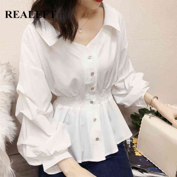 elegant white women's blouse spring summer v neck single breasted puff sleeve fashionable female shirts 210428
elegant white women's blouse spring summer v neck single breasted puff sleeve fashionable female shirts 210428