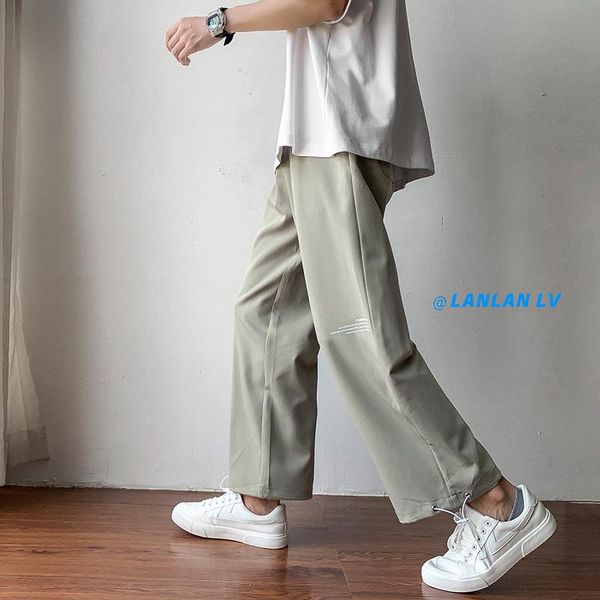 men's pants summer thin casual men fashion letter printing wide-leg streetwear loose breathable ice silk mens trousers, Black
men's pants summer thin casual men fashion letter printing wide-leg streetwear loose breathable ice silk mens trousers, Black
