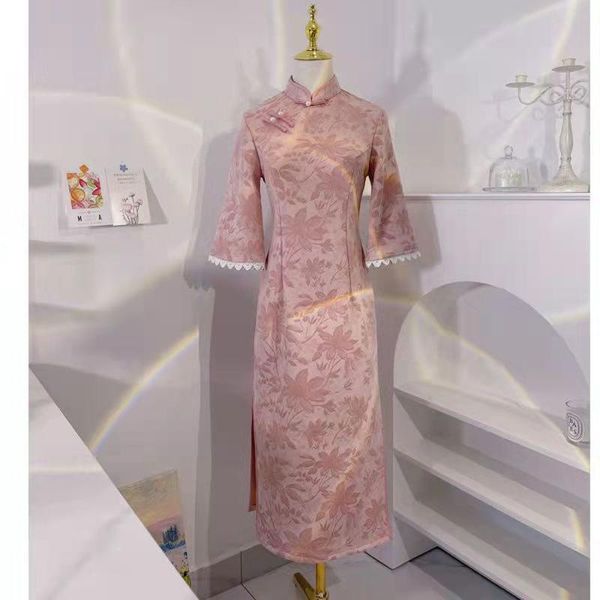 ethnic clothing plus size slim pink qipao modern satin cheongsam elegant mandarin collar chinese dress long classic vestidos gown, Red
ethnic clothing plus size slim pink qipao modern satin cheongsam elegant mandarin collar chinese dress long classic vestidos gown, Red