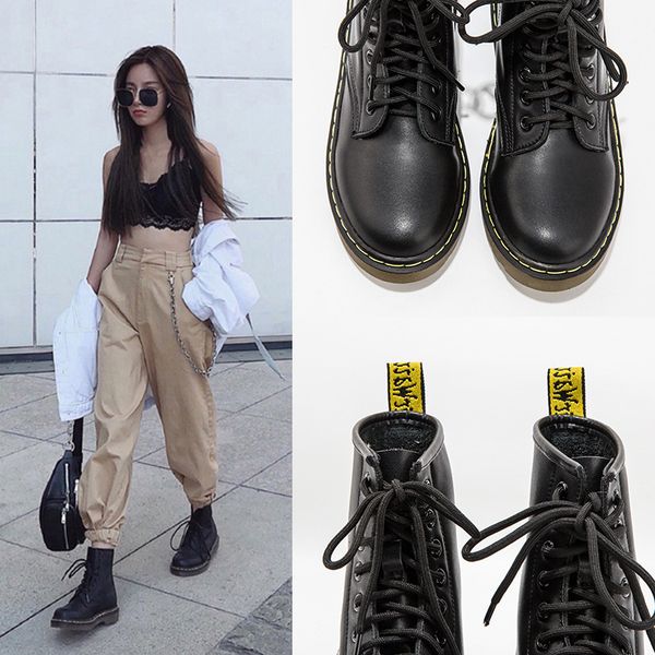 net red same martin 2021 autumn winter versatile british wind tube lace up short boot, Black
net red same martin 2021 autumn winter versatile british wind tube lace up short boot, Black