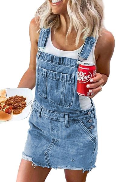casual dresses blue shoulder strap pockets denim overall skirt mini dress women adjustable buckled straps with, Black;gray
casual dresses blue shoulder strap pockets denim overall skirt mini dress women adjustable buckled straps with, Black;gray
