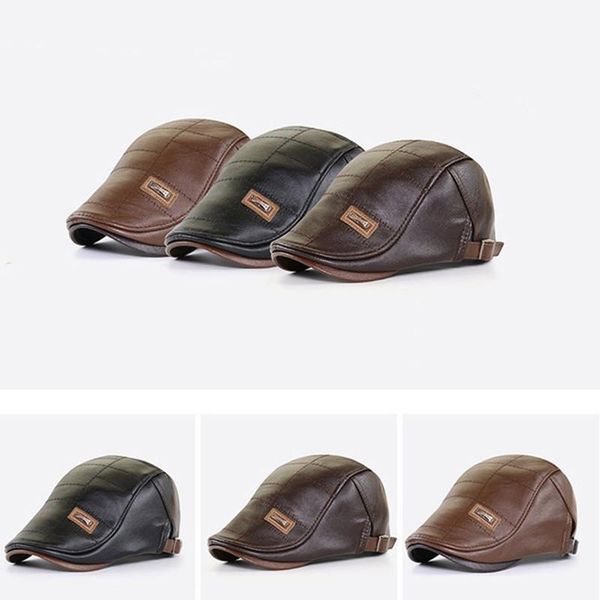 berets fashion men visors duckbill pu leather vintage sboy outdoors hats artist autumn warm male decoration solid caps, Blue;gray
berets fashion men visors duckbill pu leather vintage sboy outdoors hats artist autumn warm male decoration solid caps, Blue;gray