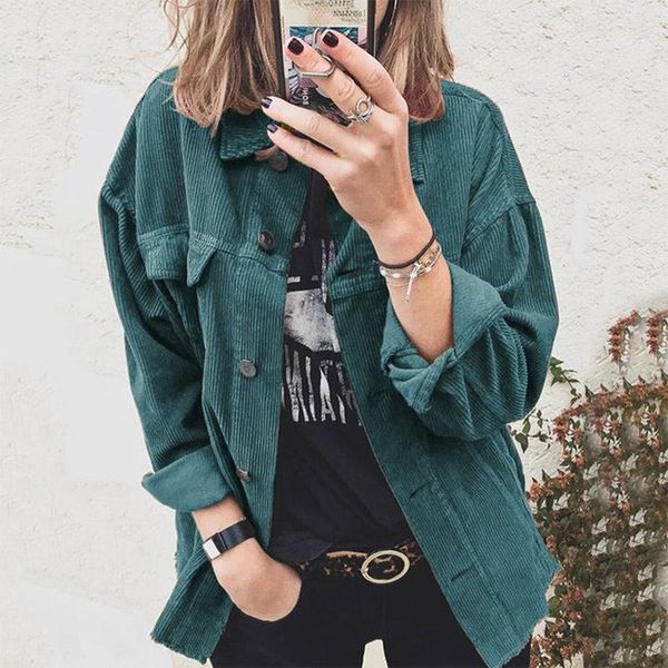 women's jackets corduroy coat loose long sleeve ladies turn down collar button autumn 2021 casual fashion female outwear, Black;brown
women's jackets corduroy coat loose long sleeve ladies turn down collar button autumn 2021 casual fashion female outwear, Black;brown