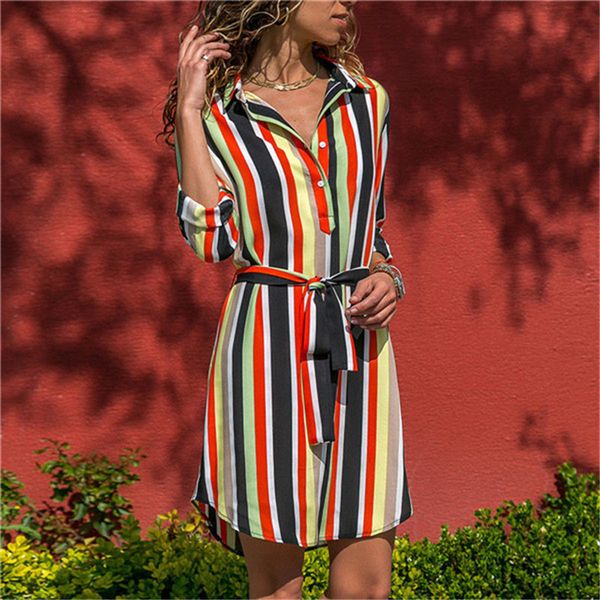 designer striped shirt dresses with sashes casual long sleeve women dresses turn down collar fashion womens dresses, Black;gray
designer striped shirt dresses with sashes casual long sleeve women dresses turn down collar fashion womens dresses, Black;gray