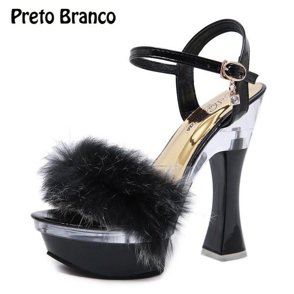 14cm women's summer jelly sandals platform women 2021 shoes heels lfd, Black