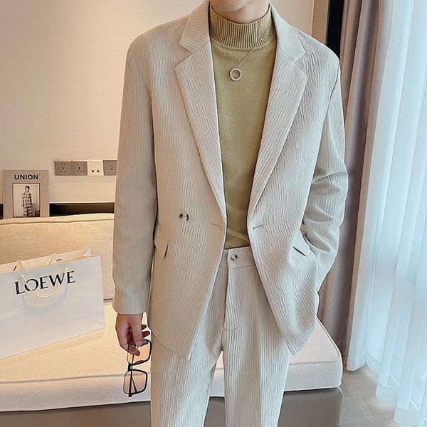 men's suits & blazers oimg korean style casual suit, light cooked wind, pleated soft fabric two-piece trendy loose suit, White;black
men's suits & blazers oimg korean style casual suit, light cooked wind, pleated soft fabric two-piece trendy loose suit, White;black