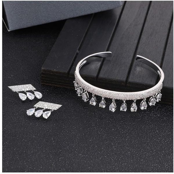 earrings & necklace delicate arabia bangle earring set jewelry for women wedding trendy cubic zircon crystal cz aretes de mujer modernos, Silver
earrings & necklace delicate arabia bangle earring set jewelry for women wedding trendy cubic zircon crystal cz aretes de mujer modernos, Silver