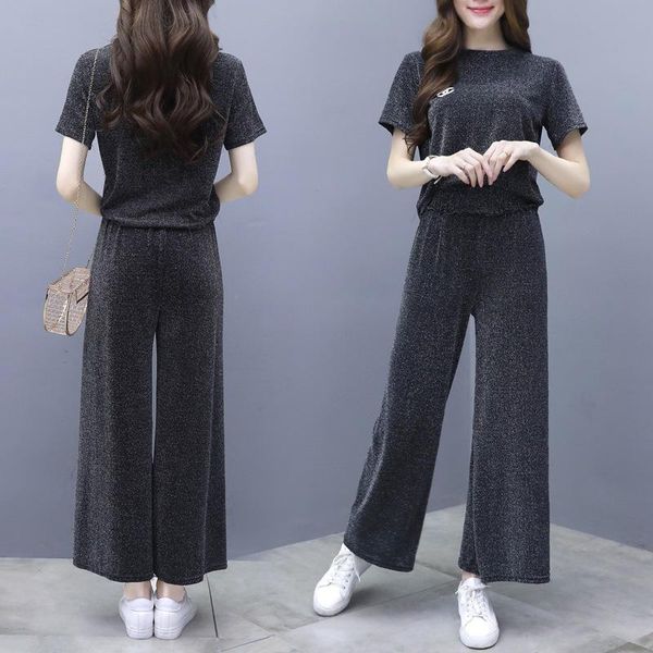 two piece dress knitted 2 pieces set women tracksuit short sleeve pullover and wide leg pants suit women's elegant costume party sets, White
two piece dress knitted 2 pieces set women tracksuit short sleeve pullover and wide leg pants suit women's elegant costume party sets, White