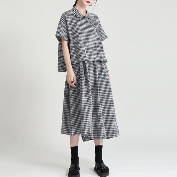 casual dresses johnature irregular plaid for women 2021 summer loose turn-down collar short sleeve multi-way female dress, Black;gray
casual dresses johnature irregular plaid for women 2021 summer loose turn-down collar short sleeve multi-way female dress, Black;gray