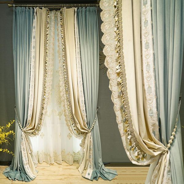 luxurious french haze blue living room curtain velvet embroidery beige splicing simple bedroom shading villa & drapes
luxurious french haze blue living room curtain velvet embroidery beige splicing simple bedroom shading villa & drapes