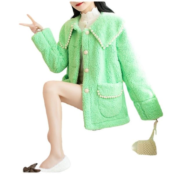 women's fur & faux winter ladies beaded lamb hair sweet coat solid color short blends woolen outerwear elegant wool clothing pink, Black
women's fur & faux winter ladies beaded lamb hair sweet coat solid color short blends woolen outerwear elegant wool clothing pink, Black