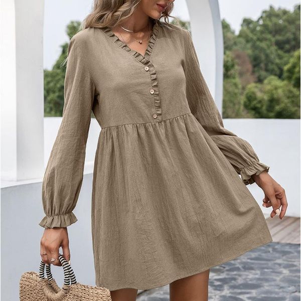 casual dresses autumn long sleeved mini dress women 2021 fashion v neck side lotus leaf sleeve loose solid color, Black;gray
casual dresses autumn long sleeved mini dress women 2021 fashion v neck side lotus leaf sleeve loose solid color, Black;gray