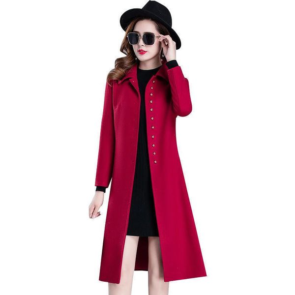 women's wool & blends 2021 spring autumn woolen cloth overcoat women's mid long lapel single-breasted slim ladies windbreakers coat, Black
women's wool & blends 2021 spring autumn woolen cloth overcoat women's mid long lapel single-breasted slim ladies windbreakers coat, Black