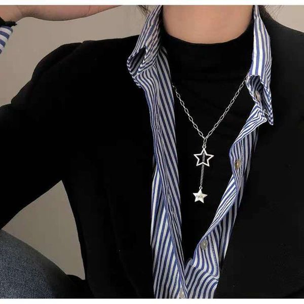 chains the tide restoring ancient ways is contracted five-pointed star shape women necklace temperament sweater deserve, Silver