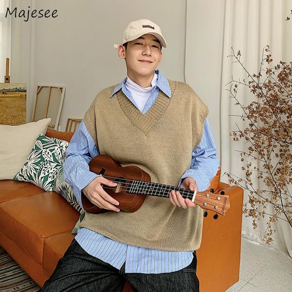 men sweater vest loose simple all-match solid sleeveless fashion basic knitted sweaters male casual daily korean style ulzzang men's ve, Black;white
men sweater vest loose simple all-match solid sleeveless fashion basic knitted sweaters male casual daily korean style ulzzang men's ve, Black;white