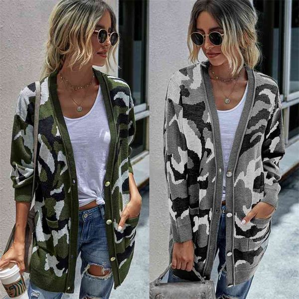 autumn and winter camouflage mid-length knitted cardigan for women casual loose single-breasted pockets jacket 210517, White
autumn and winter camouflage mid-length knitted cardigan for women casual loose single-breasted pockets jacket 210517, White