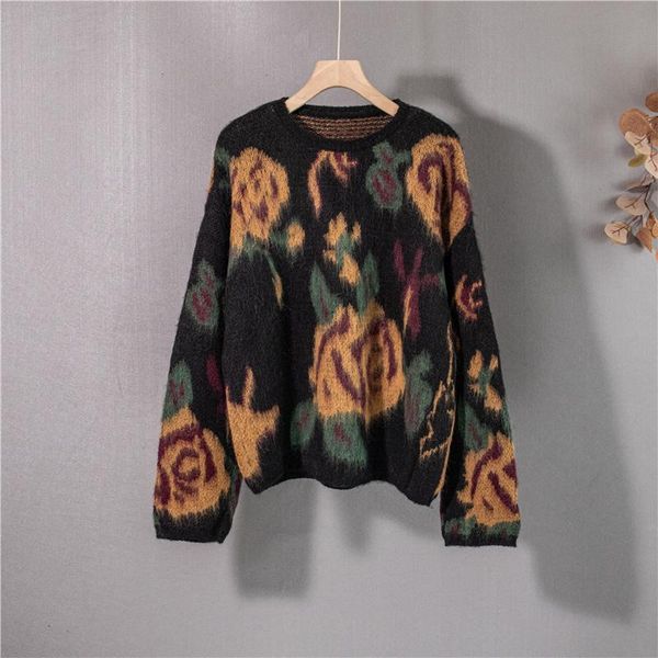 women's sweaters autumn winter mohair pullover vintage flowers print loose fashion womens knitted sweater long sleeve oversized knitwea, White;black
women's sweaters autumn winter mohair pullover vintage flowers print loose fashion womens knitted sweater long sleeve oversized knitwea, White;black
